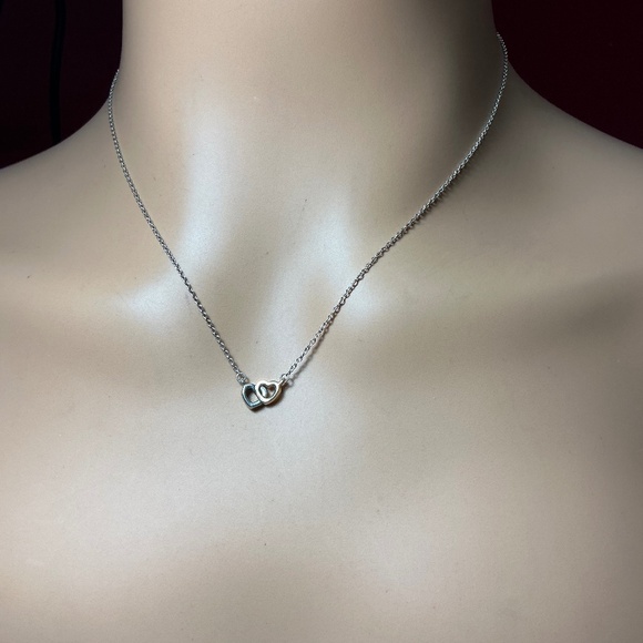 PANDORA Sterling Silver Interlocking Heart ❤️ Pendant Necklace. 17” long - Picture 1 of 4